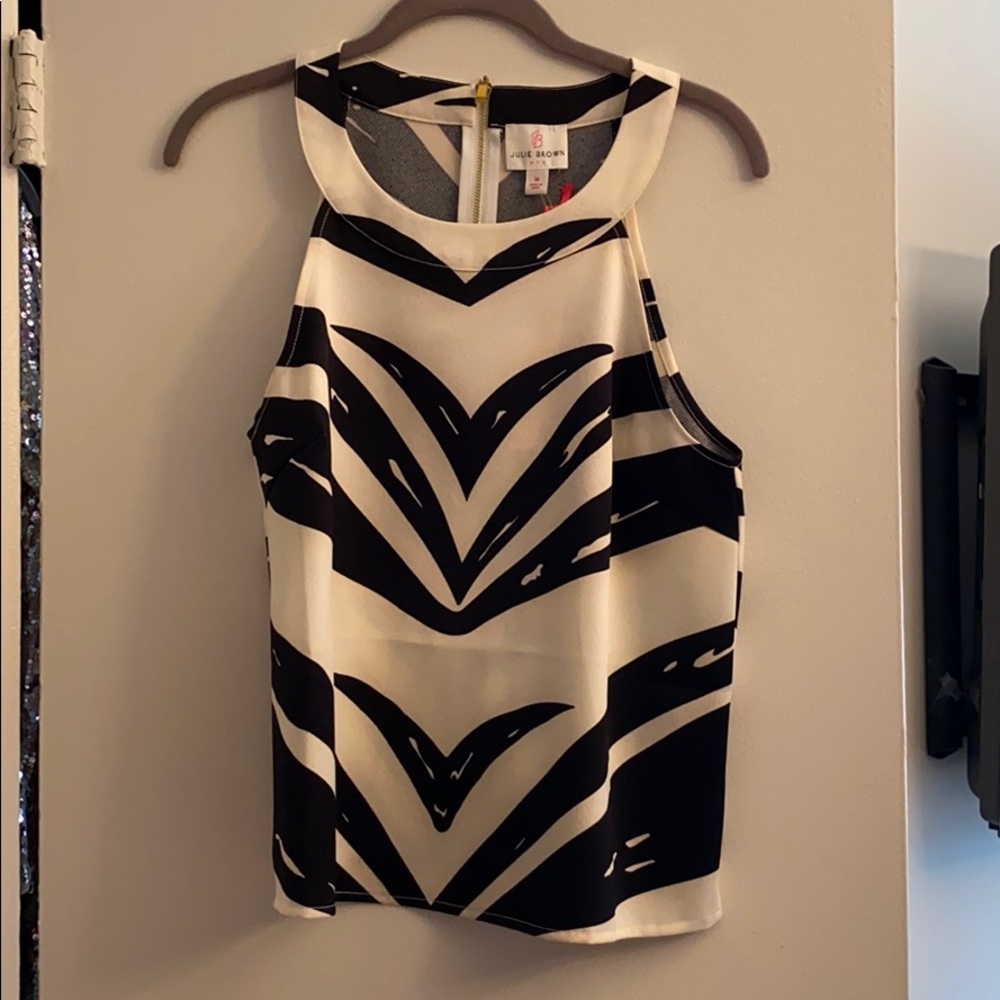 Black and white halter neck top